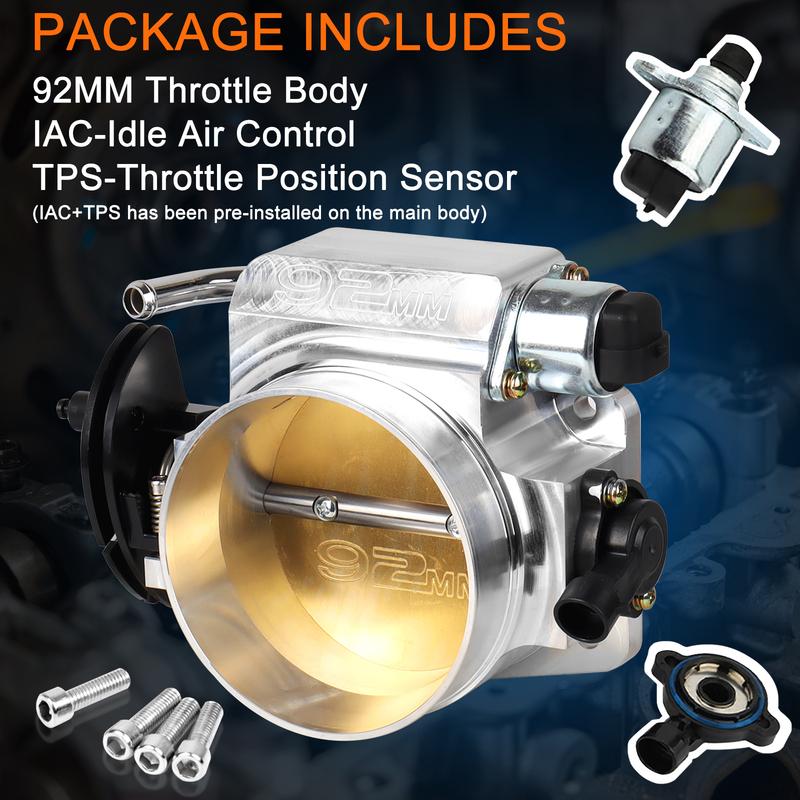 92mm/102mm Billet Aluminum Throttle Body With TPS Sensor For LSX LS1 LS2 LS3 LS6 Car Modification Parts Black TT102152 High Flow