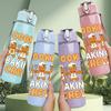 1PC Cookie Baking Crew Cartoon Art 750ml Color Plastic Sports Water Bottle Leakproof Flip Straw Lid Suitable for Sports Office Home Use