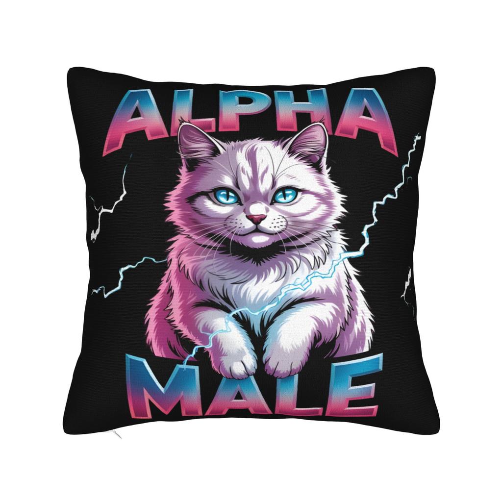 Alpha Male Cat Kitten Funny Pillow Covers Merchandise Printed Cushion Cover Gift Pillow Case Cover Home Multi-Size