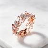 Hollow branch and leaf ring with zirconia stones Commuter fashion rose gold olive branch design