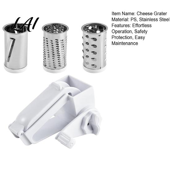 Removable Blade Slicer Manual Cheese Grater 3 in 1 Rotary Shredder for Kitchen Vegetable Cutter Parmesan Hand Crank Tool Easy Food Preparation