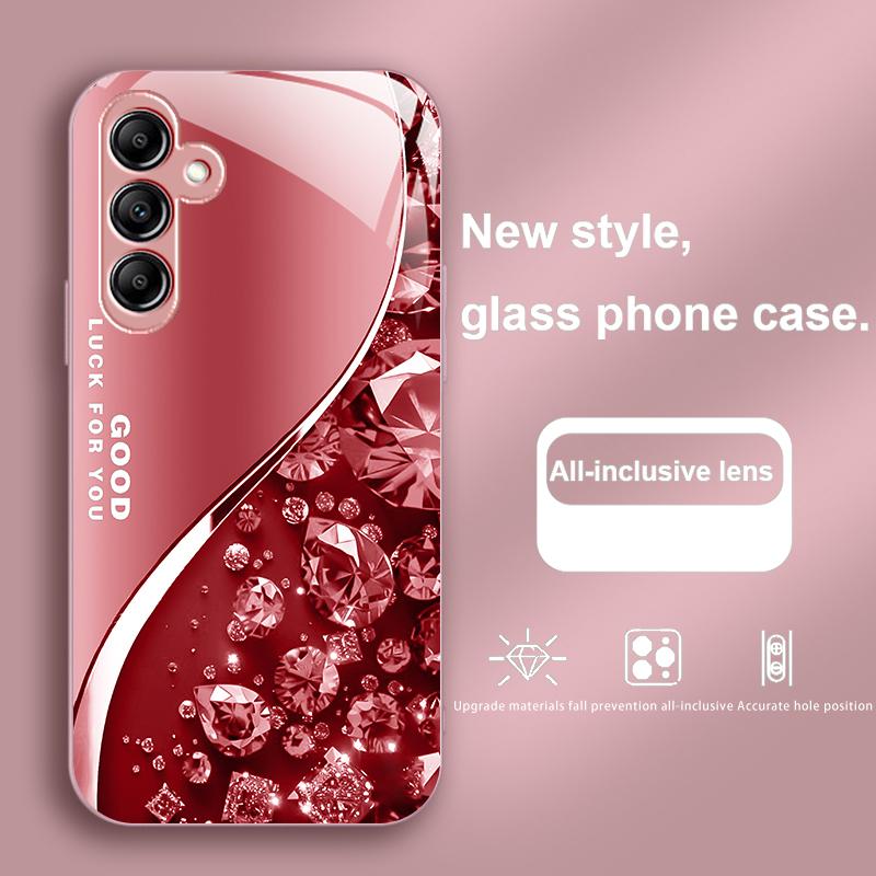 Цветной Алмазный Градиентный Для Samsung Galaxy A01 A02 A03 Core A04 A14 4G A13 54 34 31 20 25 23 22 5G S21 Ultra S20 Стеклянный Чехол для Телефона
