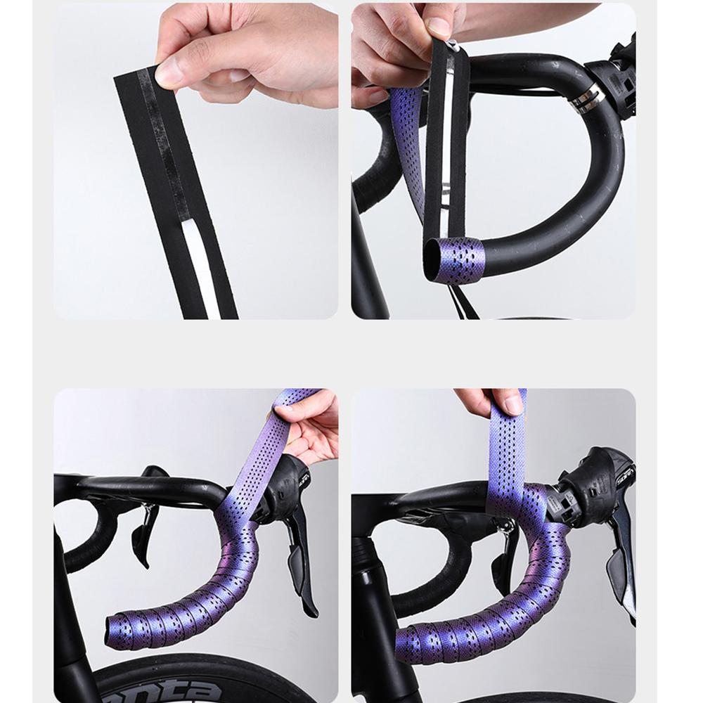Градиентный фиолетовый ремень на руль шоссейного велосипеда, лента на руль велосипеда, дышащая, противоскользящая, водонепроницаемая, амортизаторная лента из ЭВА, перфорированный ремень на руль