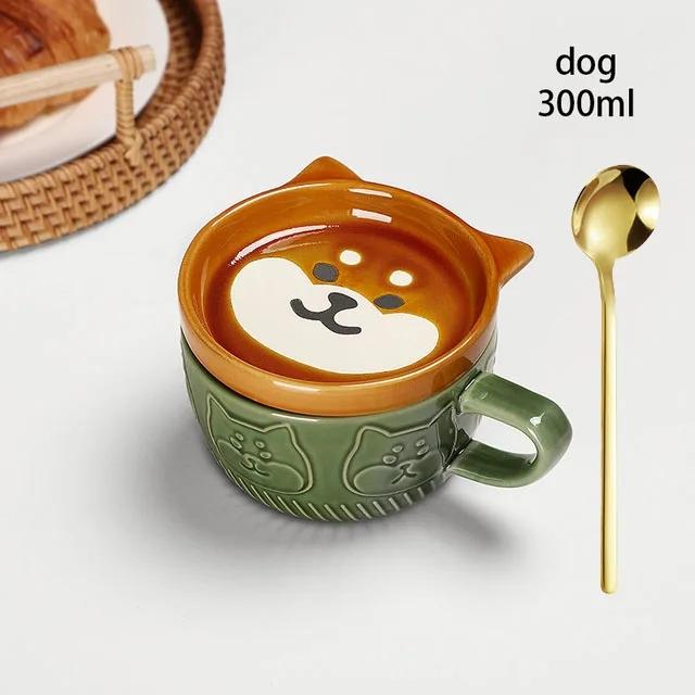 Japanese Cartoon Cat Coffee Mug With Animal Cat Pattern Lid Small Dish Cute Breakfast Cup Creative Coffee Cup Milk Cup Gift2026