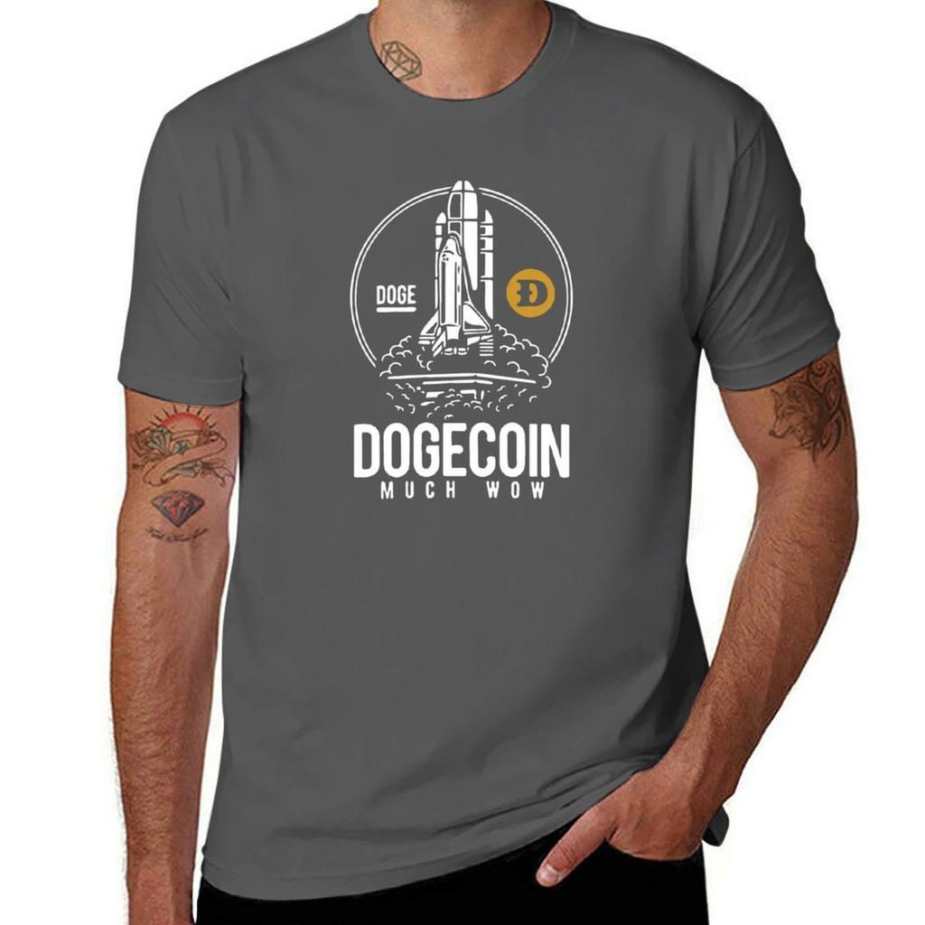 Dogecoin Rocket To The Moon T-Shirt man t shirt cotton high quality man t shirt luxury anime t shirts for man T-Shirt