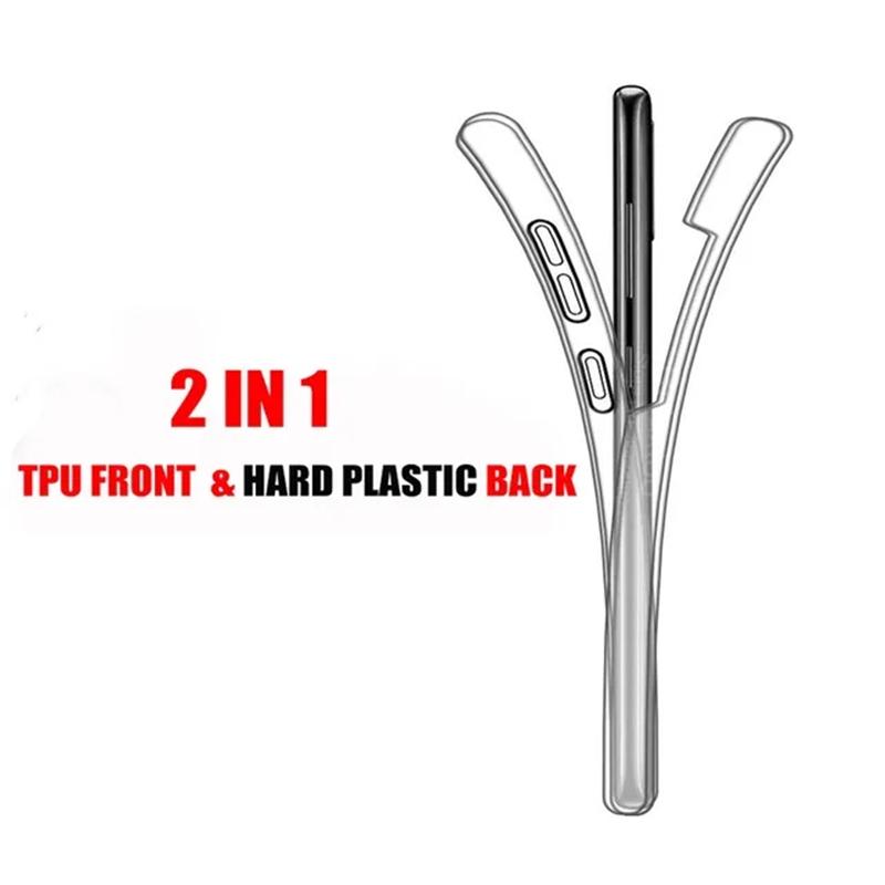 Прозрачный силиконовый двойной чехол на 360° для Samsung Galaxy A55 A15 A05S A54 A14 A04S A53 S23 S24 Ultrs Plus Redmi Note 13 iPhone 15 14 13 12 Pro Max полное покрытие