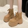 10 см Новые женские ботильоны 2024 года, осенне-зимние теплые панк-ботинки с мехом, повседневные кожаные короткие ботинки на массивной платформе Bota Mujer