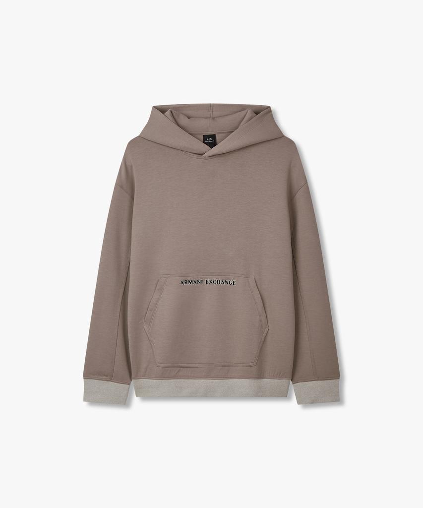 Мужская толстовка с капюшоном Armani Exchange с флоковым логотипом, эластичная_Шоколад A414331017
