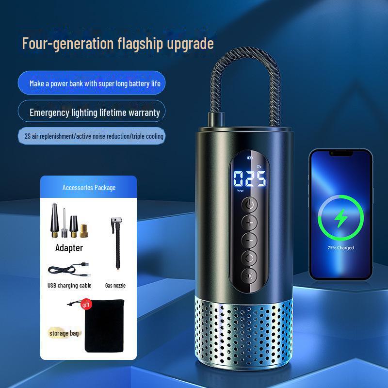 Беспроводной интеллектуальный цифровой дисплей автомобильный воздушный насос: Многофункциональный портативный насос для накачивания шин