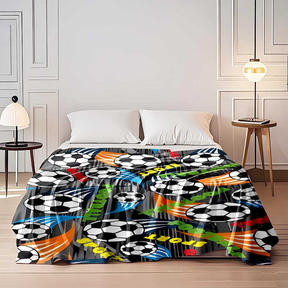 Football Soccer Ball Pattern Blanket Flannel blanket for bedroom, living room, sofa, and nap sofas.