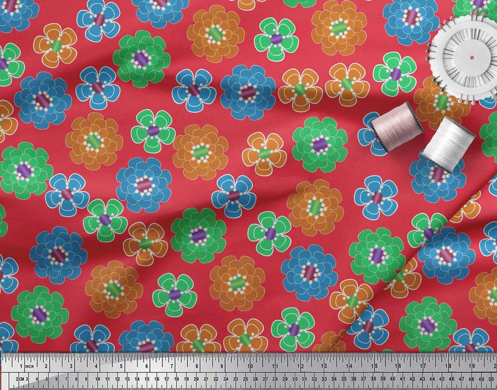 Soimoi Хлопчатобумажная ткань-вуаль с яркими цветами, клип-арт, ткань с принтом, 42 дюйма по метрам