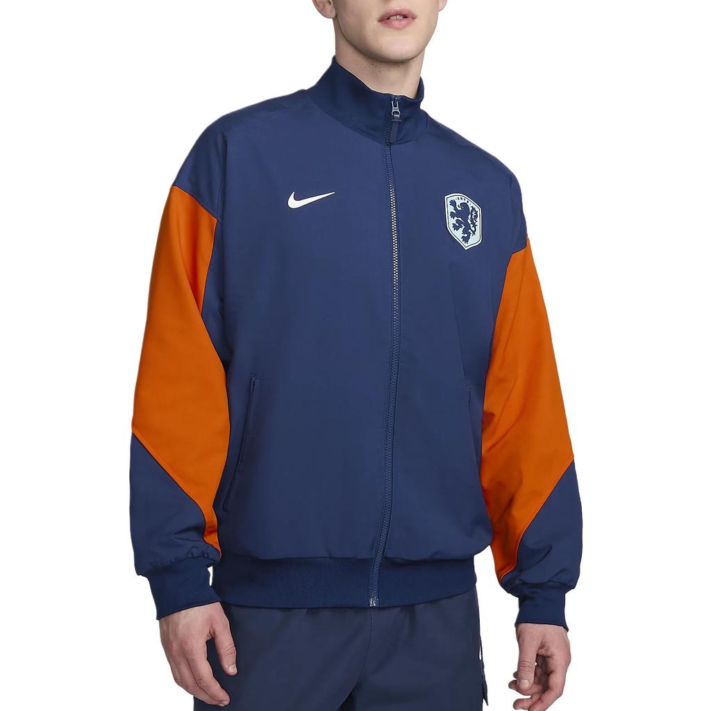 Nike Dri-FIT Sport Свободная Влагоотводящая Прохладная Удобная Ретро Спортивная Куртка со Стойкой Мужская Куртка Пустотно-Синий Сигнальный Оранжевый Белый FJ2908-492