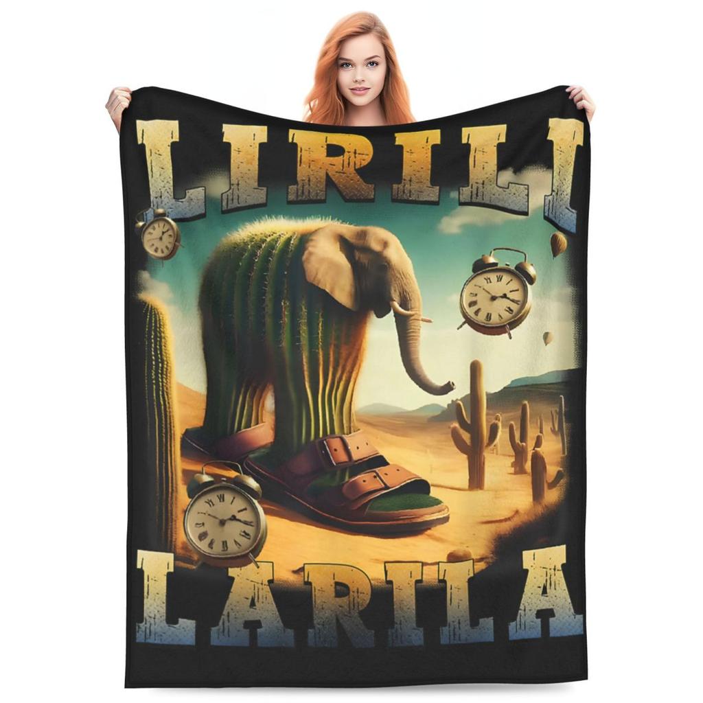 Лирили Ларила Смешной Итальянский Мем про Мозговую Гниль Кактус Слон Супер Теплое Одеяло Дорожное Плюшевое Плед Фланелевая Постельная Простыня Покрывало для Диван-кровати