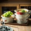 Tableware Japanese Hand-painted Double Ear Soup Bowl Large Capacity Ramen Bowl Instant Noodle Bowl Dumpling