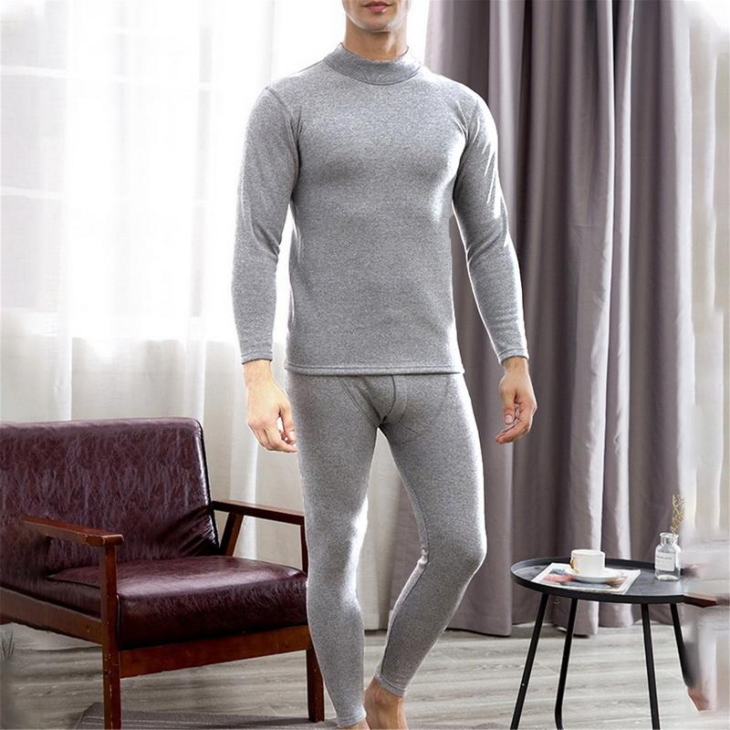 Winter Men Thermal Underwear Warm Soft Cotton Fleece-Lined Warm Panels Long Johns Thermo Clothing Pajamas Set