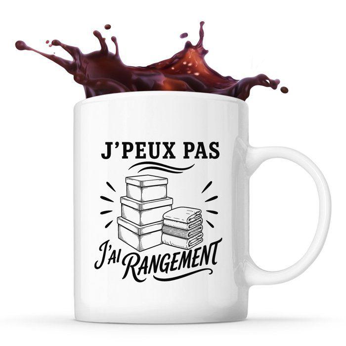 Mug - PLANETEE - J’peux pas j’ai Rangement - Céramique 330 ml - Passe au lave-vaisselle - Design minimaliste
