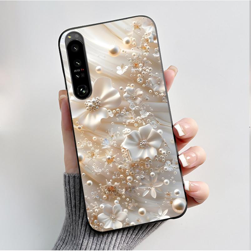 For Sony Xperia 1 VII VI V IV Case Fashion Luxury Flower Butterfly Soft Black TPU Back Cover Ultra thin Shockproof Shell Fundas