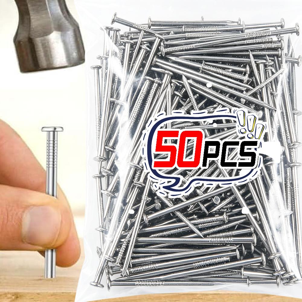 Wholesale Flat-Head Woodworking Nails Extended Stainless Steel Picture Wall Hanging Screws Fastener Pushpin 15/20/27/30/40/50mm