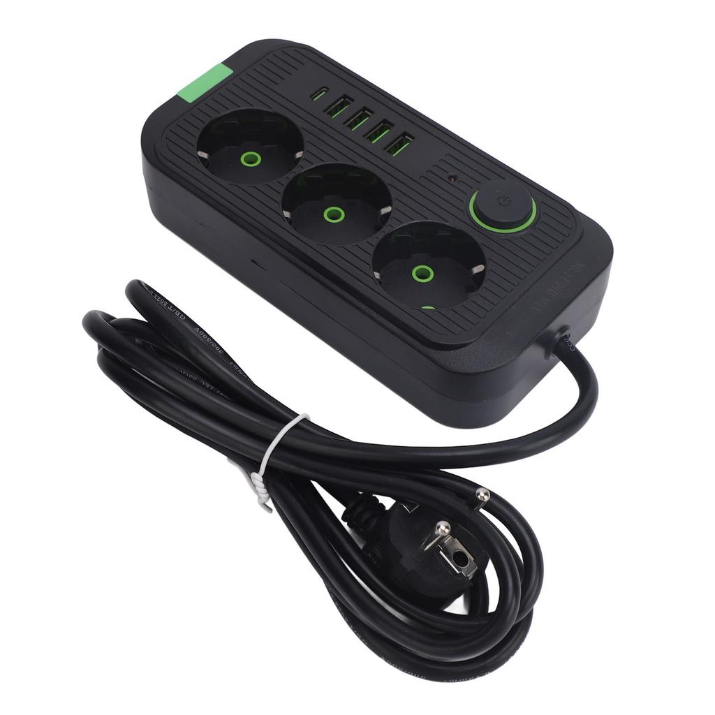 Европейский удлинитель 3 розетки 4 USB 1 порт Type C настенный удлинитель электрической розетки с 2 м