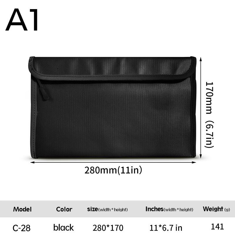 340x240 Fireproof File Bag Fiberglass Fireproof Water Resistant Faraday Storage Money Passport Security Document File Folder