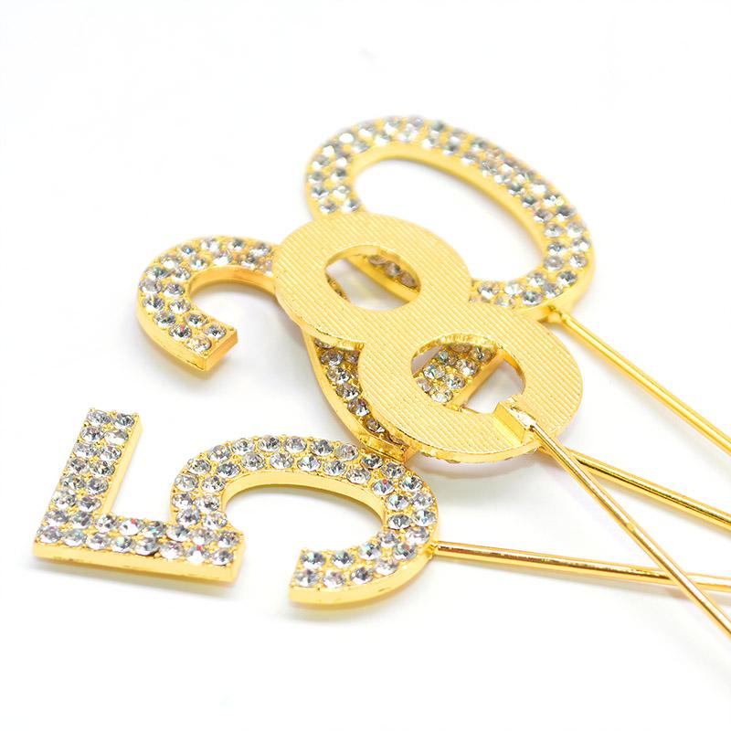 Блестящий стразовый глиттерный топпер для торта с цифрой для дней рождений и свадеб