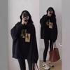 Autumn Winter Black Hipster Loose Casual Hoodies Women Long Sleeve Printing Harajuku Y2K Pullover Hooded Top