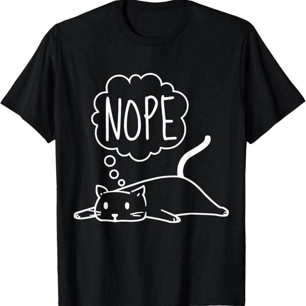 Funny Lazy Bored Cat For Cat Mom Cat Dad Cat Lover No Meme T-Shirt