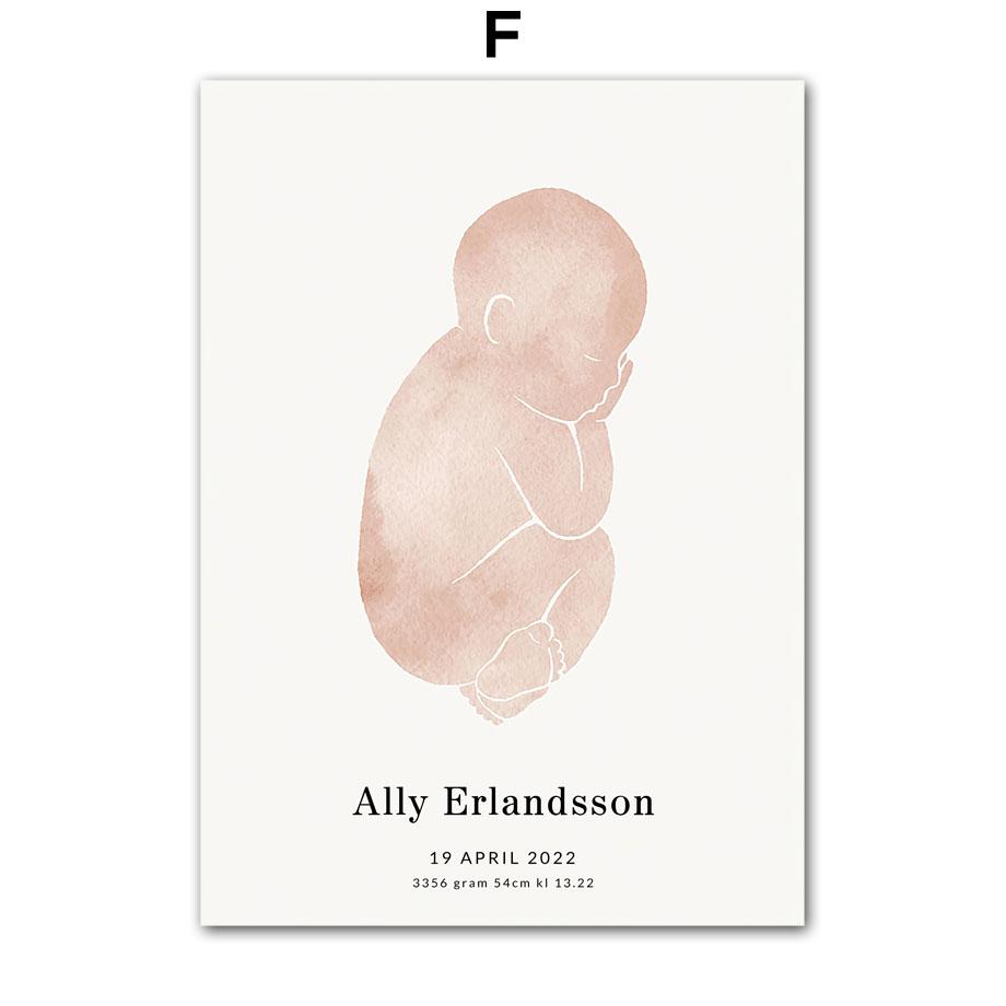 Новые детские следы, дата рождения, Баба, мама, индивидуальные настенные художественные холсты, картины, постеры и принты, декор для детской комнаты, фотографии