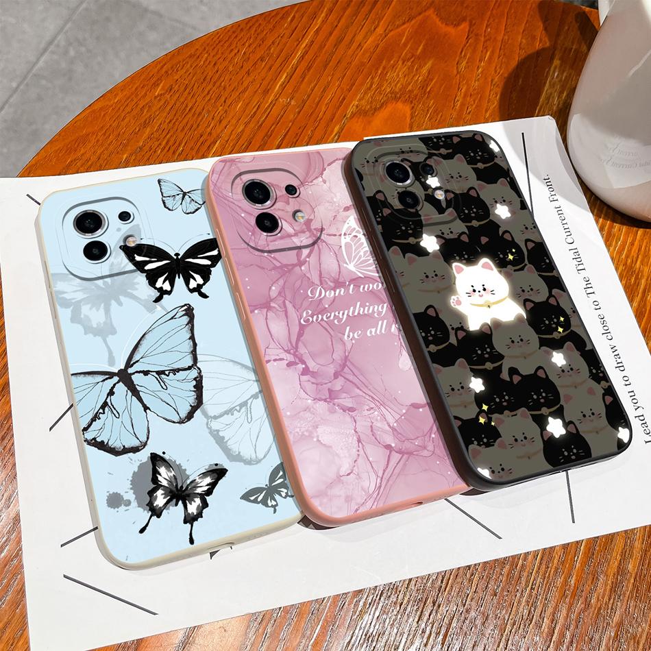 For Xiaomi Mi 11 Lite/Mi 11 Pro Phone Case Full Protection Cute Back Cover For Mi11 Lite Mi 11Pro Soft Liquid Silicone Bumpers