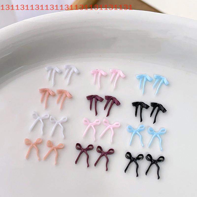 50 Pcs For DIY Manicure And Salon Decoration Soft Mini Bow Shape Nail Art Charms Mix Color 3D Bowknot Resin Accessories
