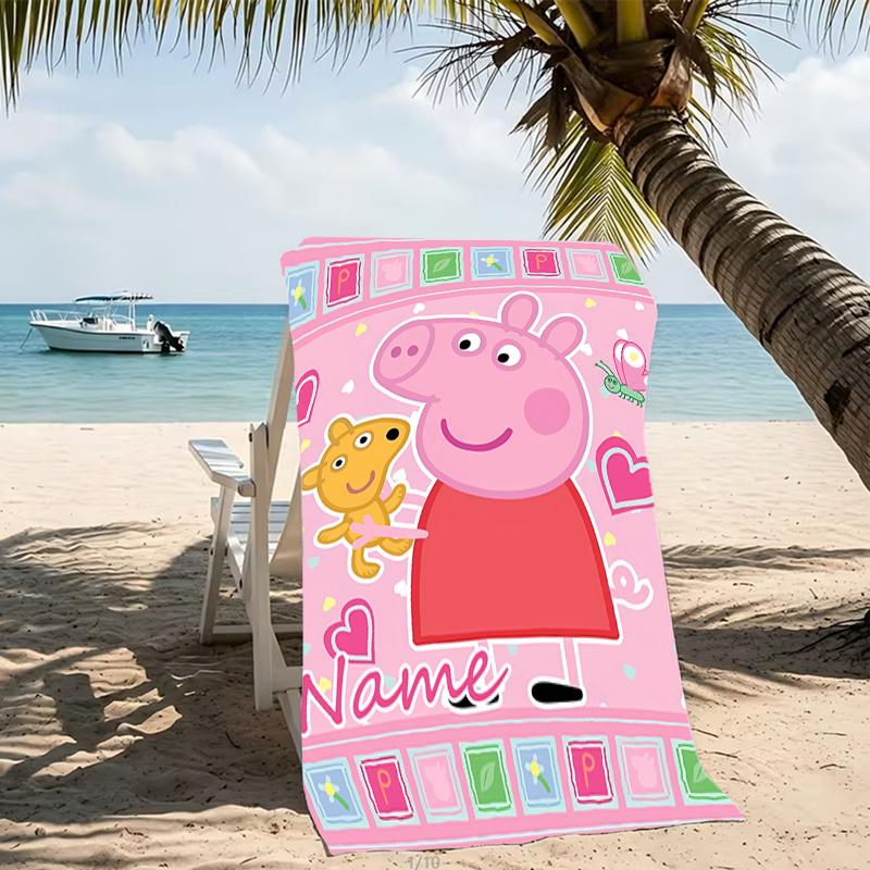 Customizable personalized beach towels Peppa Pig themed designs.Suitable for the beach, yoga, sports;ideal as beach accessories