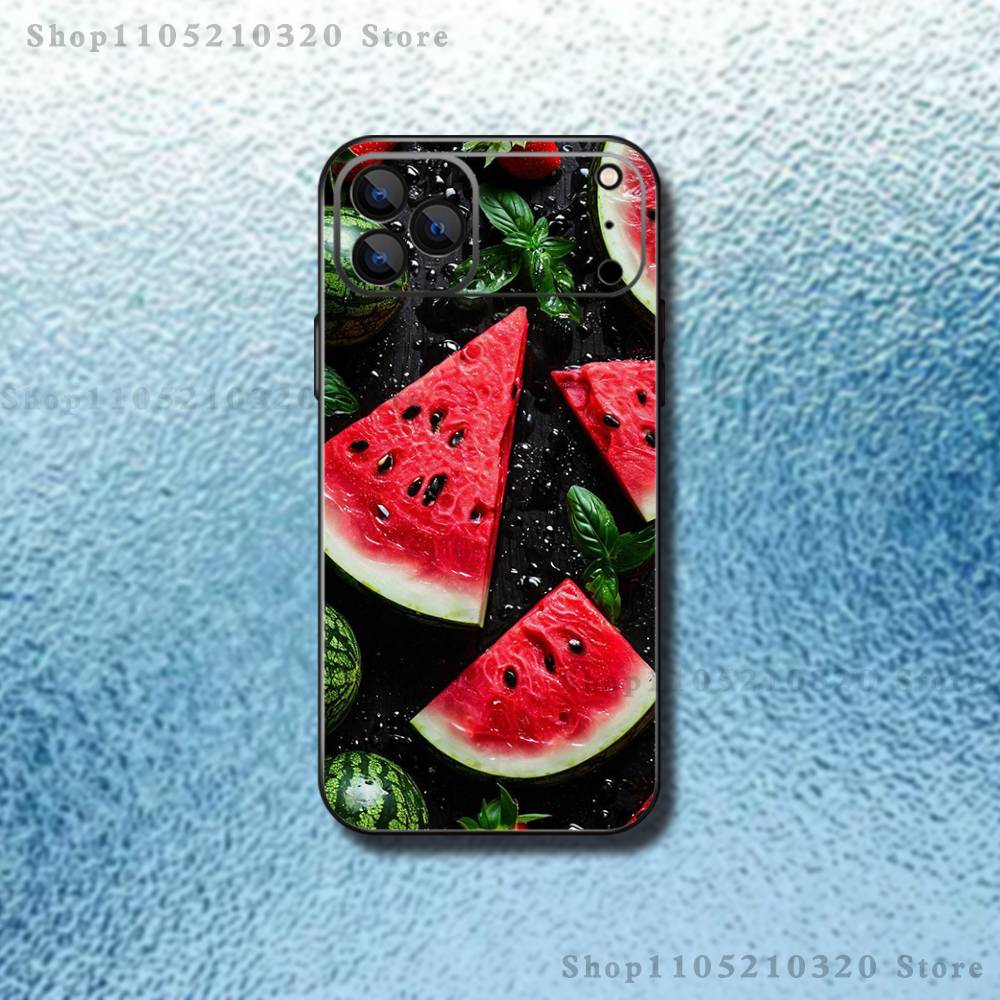 Фруктовый чехол-бампер с арбузом для iPhone 17,16,15,14,13,12,Pro,Max,Plus,E,SE4,Air,Mini Черный Мягкий