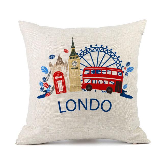 British Style Cushion Cover England London Sofa Car Decorative Pillowcase Cotton And Linen Home Decor Pillow Funda De Almohada