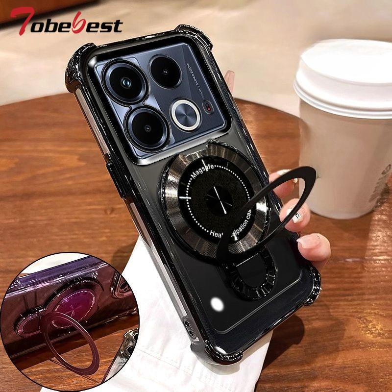 Case Magnetic Bracket Plating Shockproof For Infinix Note 40 50 50x 50s 30 Pro Plus Silicone Cover