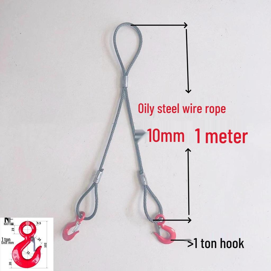 Двухветвевой строп из плетеного стального каната с крюками для такелажа при обслуживании кранов