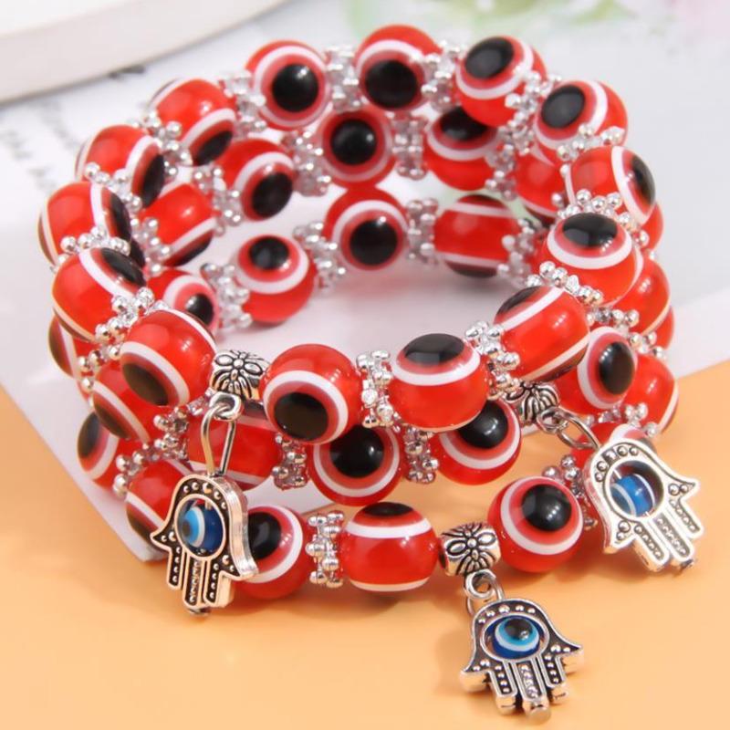 3 шт./компл. многослойные эластичные браслеты в богемном стиле для женщин, винтажные браслеты с бусами в виде глаз, женский браслет в стиле бохо, очаровательные ювелирные изделия, подарки
