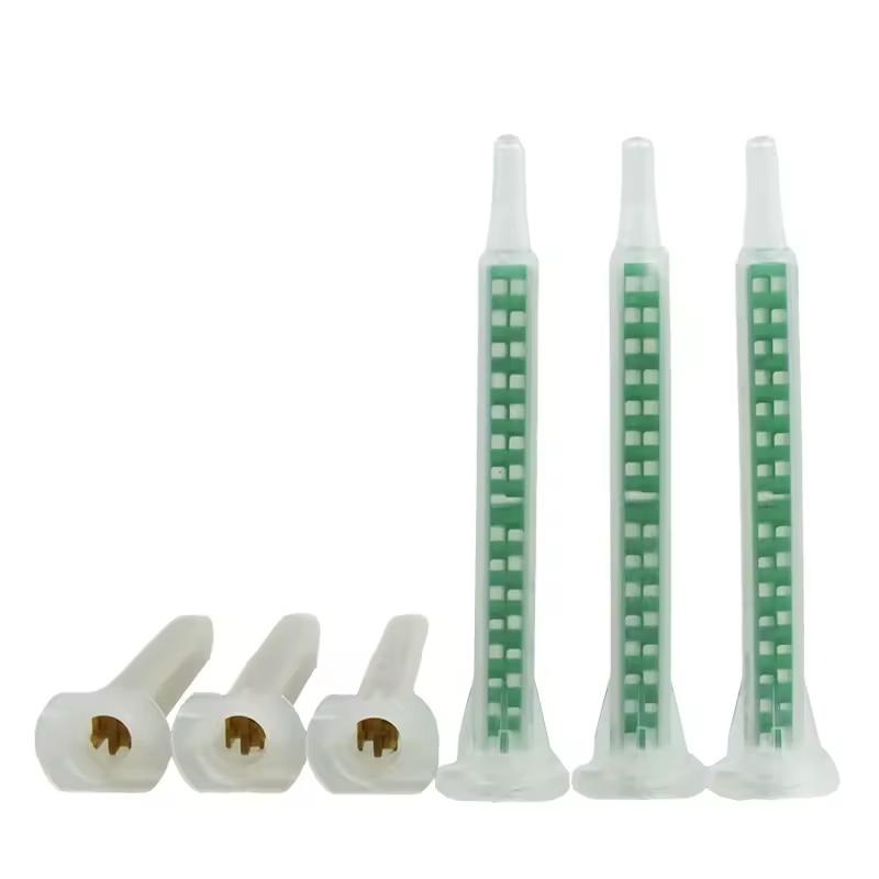 100pcs KZ-F616L Green and Gold Type Bayonet Base Mixing Tube,AB Glue Two-component Static Mixer Nozzle for 50ml Glue Gun