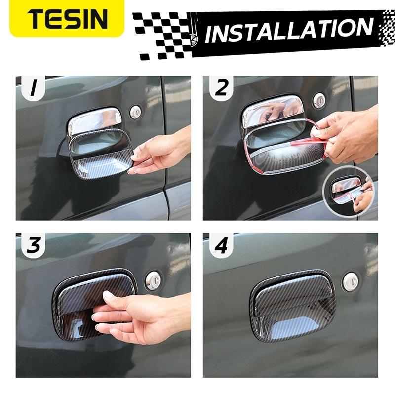 TESIN Car Door Handle Bowl Decoration Cover Stickers for Suzuki Jimny 2007-2012 2013 2014 2015 2016 2017 Exterior Accessories