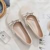 Pearl Women's Shoes Flat-soled Single Shoes Women's Shallow Mouth Shoes 2025 French Mary Jane Round Head Soft Sole New