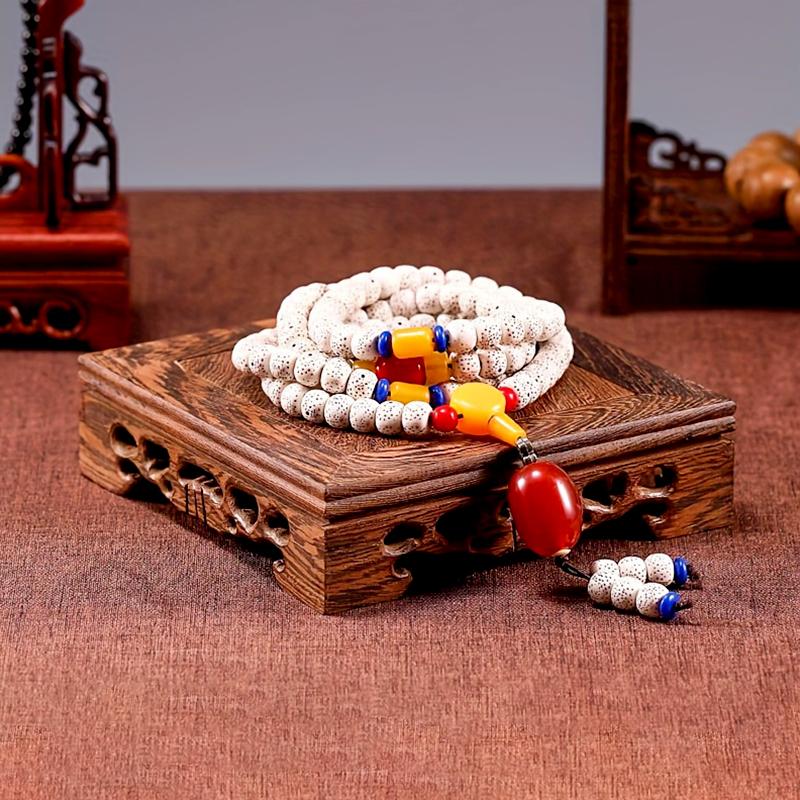 1pc Display Stand Retro Solid Wood Handcrafted for Flower Pots Bonsai Plant Shelf Square Multipurpose Miniatures Base