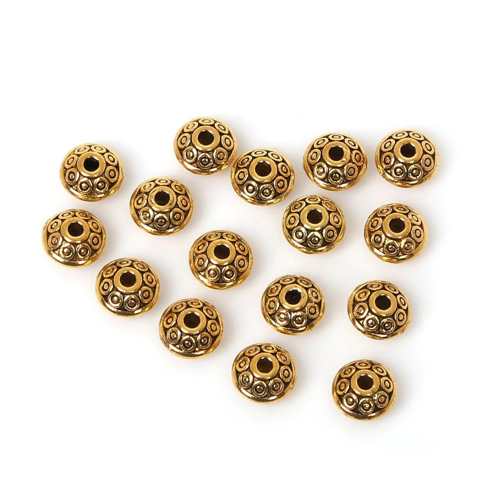 3000Pcs 6mm Tibetan Metal Beads Antique Gold Silver Oval UFO Shape Loose Spacer Beads for Jewelry Making DIY Bracelet Charms