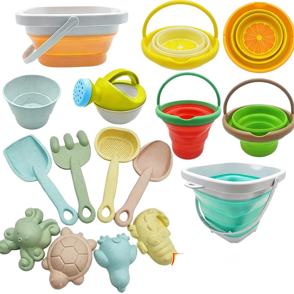 Exclusive Children's Beach Toy Set: Foldable Bucket, Sand Shovel & Water Molds
