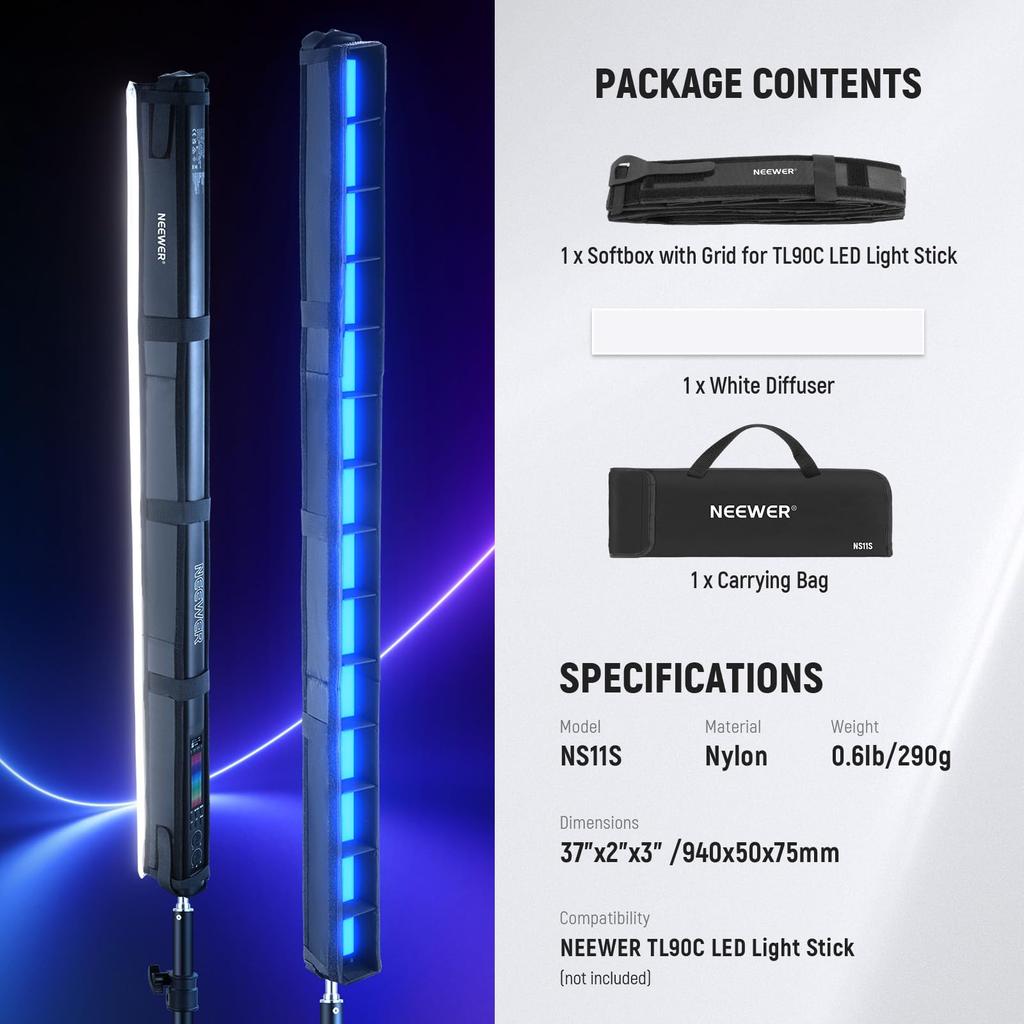 NEEWER Софтбокс-соты для палочного света TL90C для RGB светодиодного палочного света, соты, молния, диффузор для светодиодной ленты для конференций NS11S
