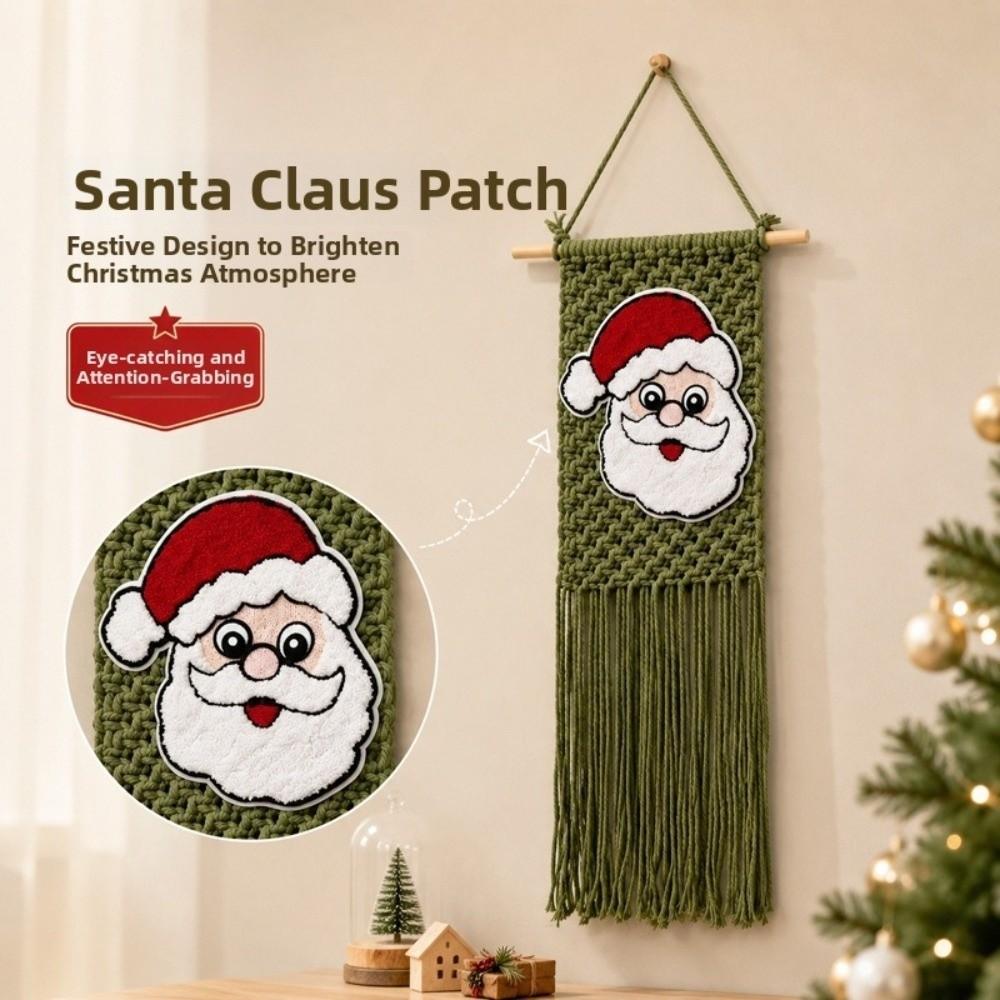 Santa Claus Christmas Tree Tapestry Handwoven Cotton Rope Tapestry Living Room