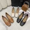Women's Lightweight Casual Flats Square Toe Shoes Business Work Loafer Faux Leather Flats Slip On Low Heel Dressy Loafers Women Walking Driving Shoes