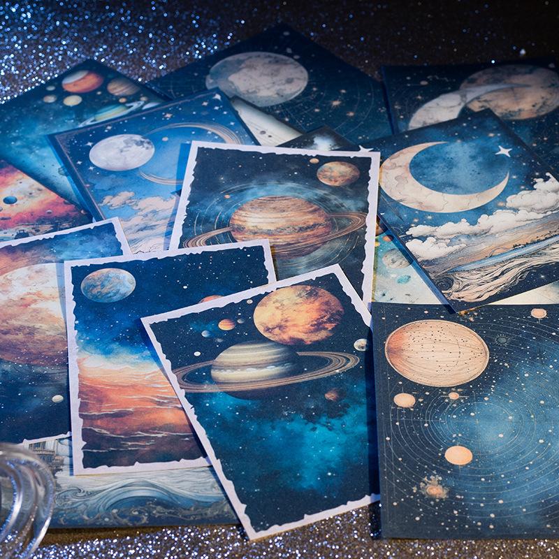 30 pcs Creative moon star theme material paper planet background ledger decorative stickers Scrapbooking accessories