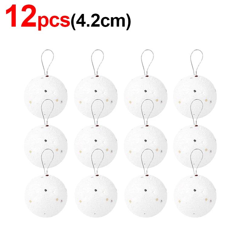 24/6 шт. белых пенопластовых рождественских шаров, подвесная подвеска для елки 4/6/8 см, снежные украшения для новогодней свадебной вечеринки, украшения для дома