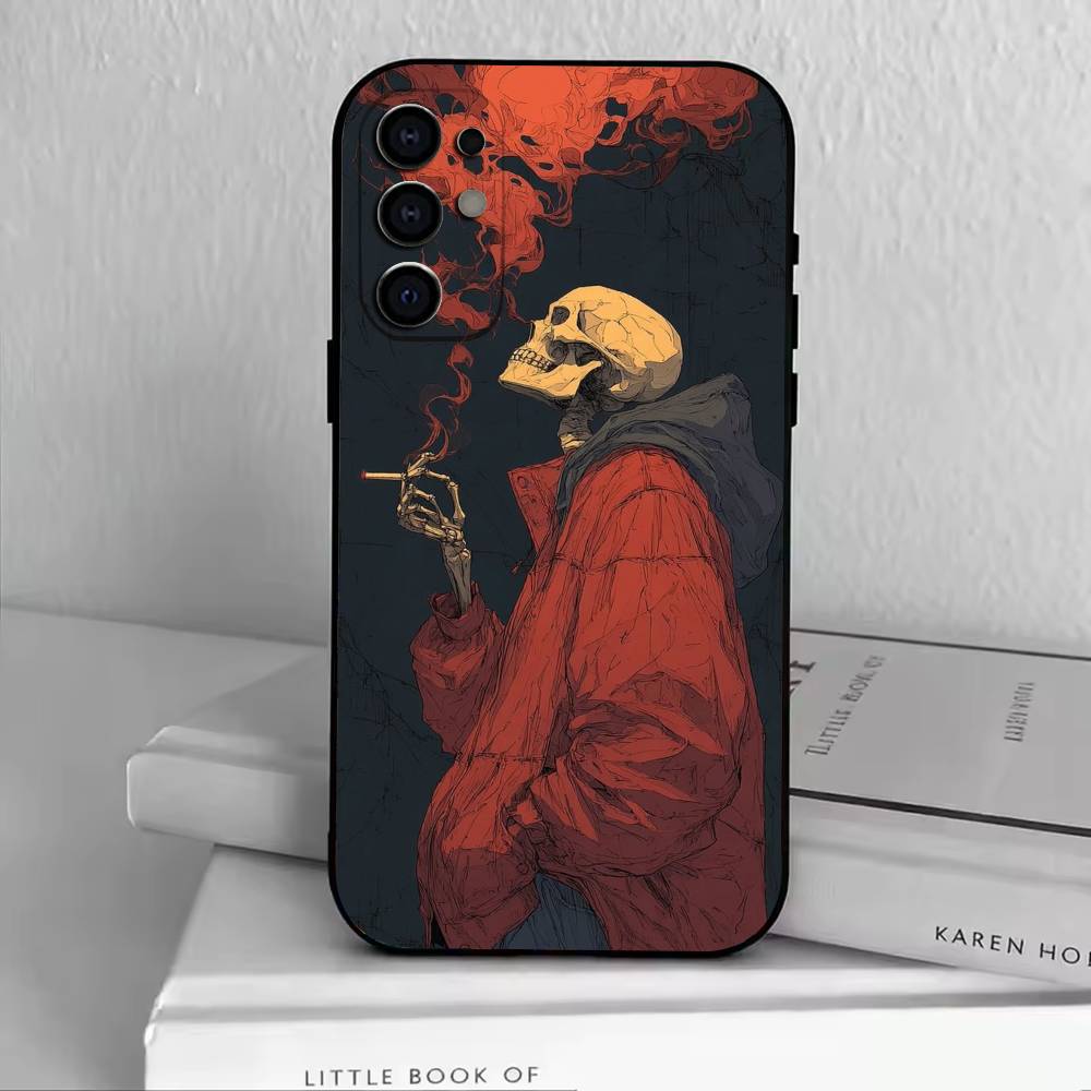 D-Skull Design Phone Case For Samsung S25,S24,S21,S22,S23,S30,Ultra,S20,Plus,Fe,Lite,Note,10,Black Cover