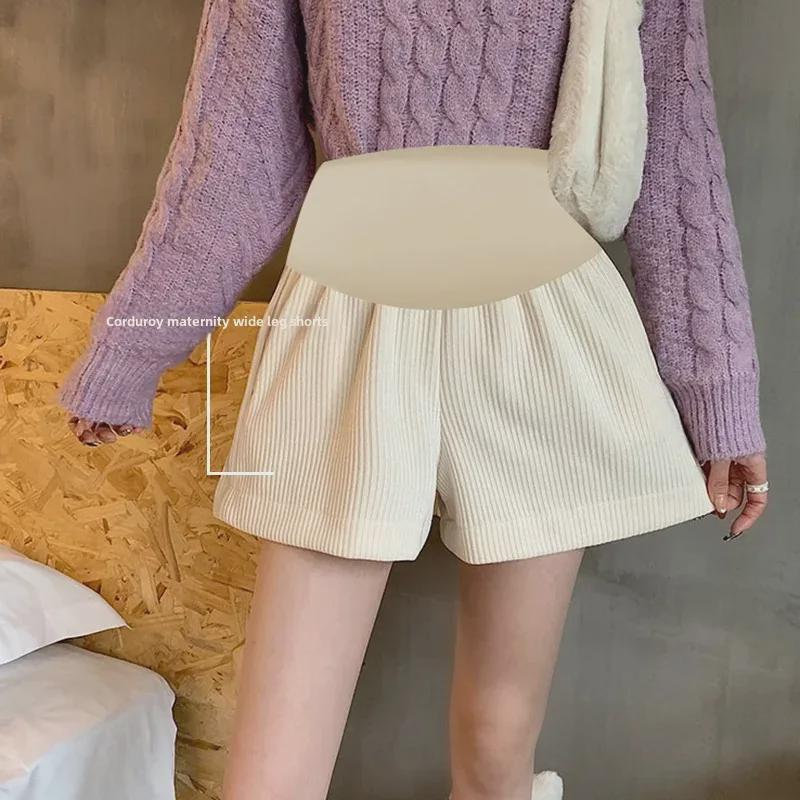 Шорты из вельвета для беременных с леггинсами и широкими штанинами на осень/зиму