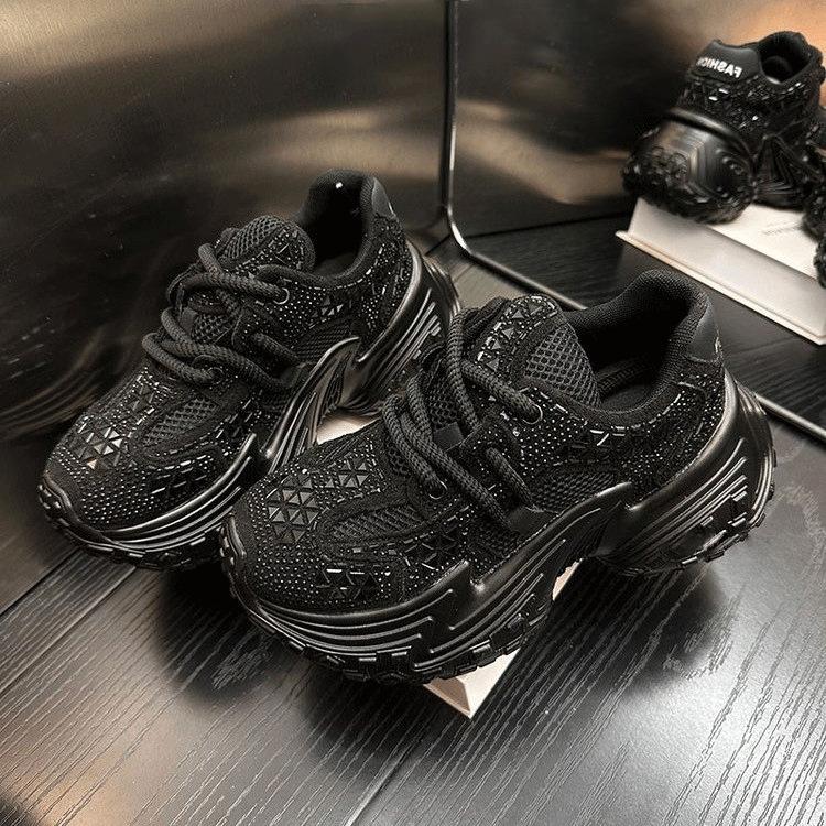 Paris Resin Sole Rhinestone Dad Shoes Женская новая дышащая универсальная утягивающая спортивная повседневная обувь на платформе